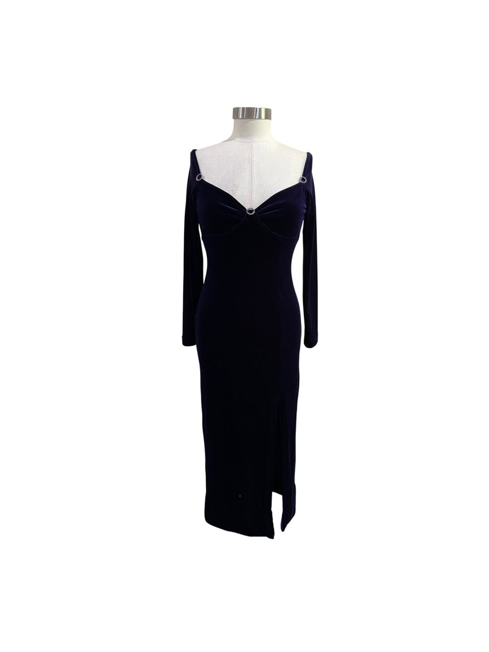 Vintage Hugo Buscati Purple Velvet Whimsigoth Gothic Midi Dress XS 90s